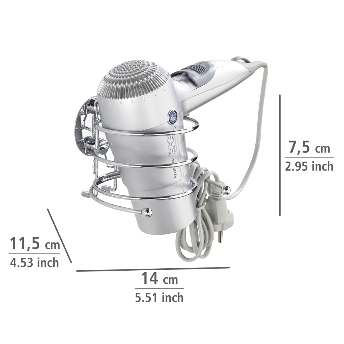 Wenko Turbo-Loc Soporte para Secador, Acero, Plateado, 11.5x14x7.5 cm