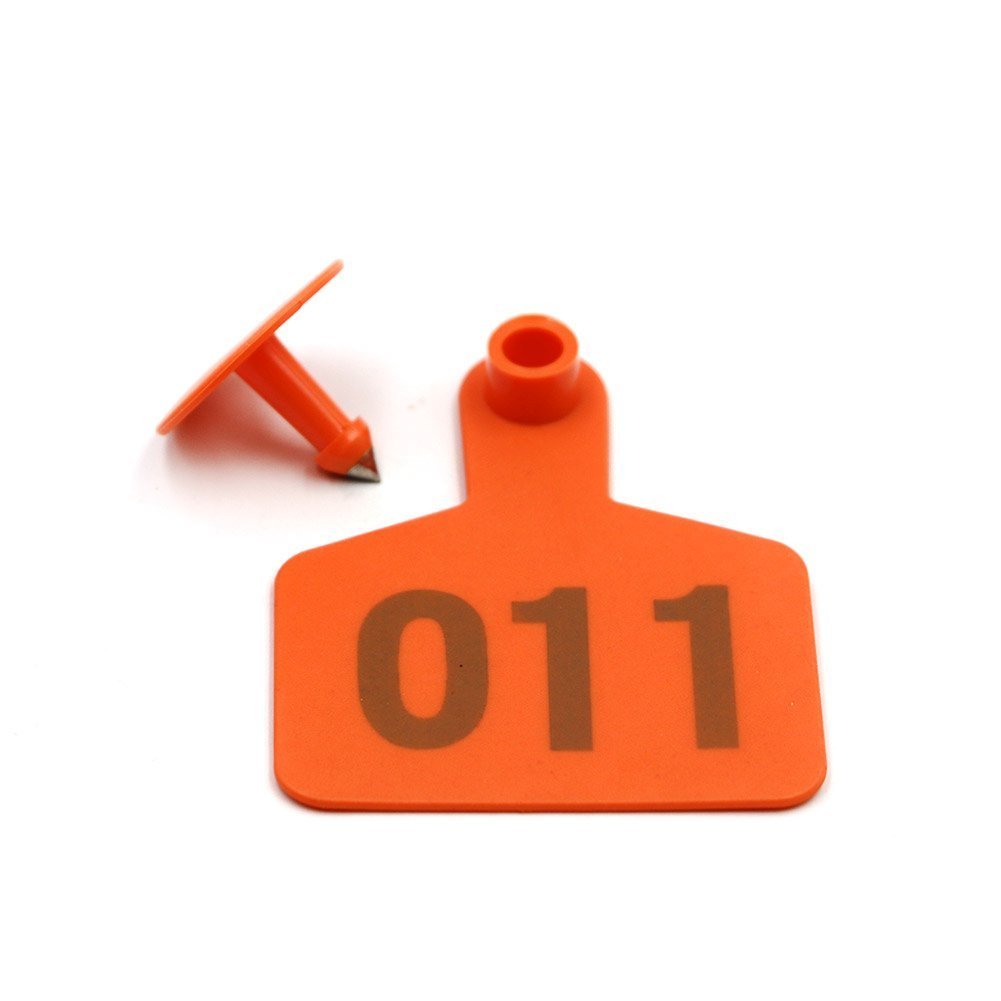 Marchi Auricolari Numerati 001-100 TPU Arancioni Identificazione per Bovini Capre Pecore Maiali