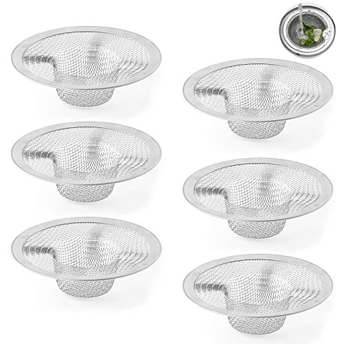 Rairsky Lot de 6 filtres pour évier, salle de bain, filtres pour lavabos, filtre pour évier de cuisine, en acier inoxydable 316