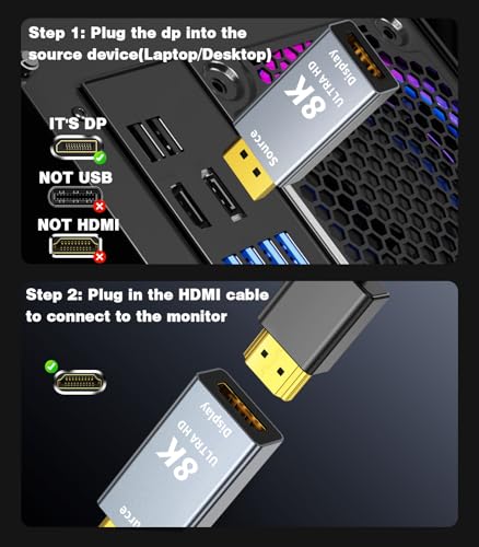 Adaptador DisplayPort 1.4 a HDMI 2.1 8K@60Hz 4K@144Hz miniatura 6