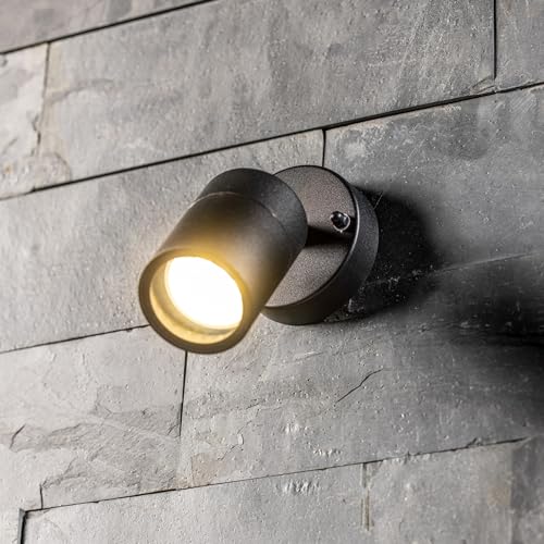 CGC Lighting Adjustable Spotlight Outdoor Wall Light Outside Indoor Spot Light Garden Porch Patio Ceiling (Black) - Image 2