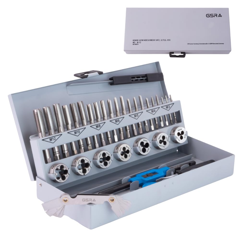 Gsr Silver Profi 32Pcs. Kombi Set, M3-M12, Hss-G, Hand Tap, Round Die
