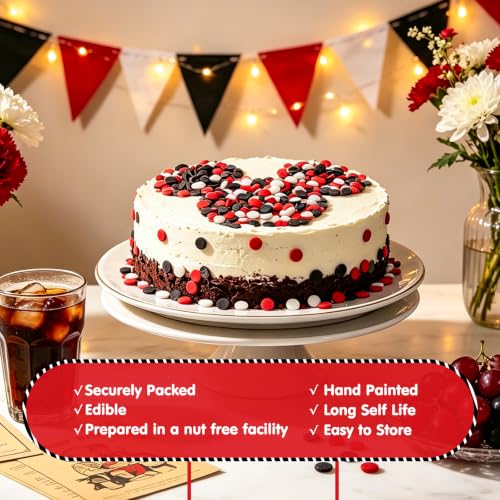 Image of Edible Round Confetti Sprinkles,Red Black White Circle for Cake Decorating | Sprinkl for Cupcake Cookie Ice Cream,Birthday Cartoon Party,Kids Carnival Baby Shower Decorations,Holiday Baking Supplies