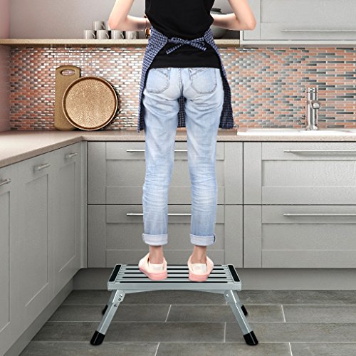 Finether Aluminum Folding Platform Steps, Portable Rv Step Stool-Supports Up to 1000lbs, EN 131 Certified Height Aluminum Folding Platform Step with Non-Slip Rubber Feet - Thumbnail 4