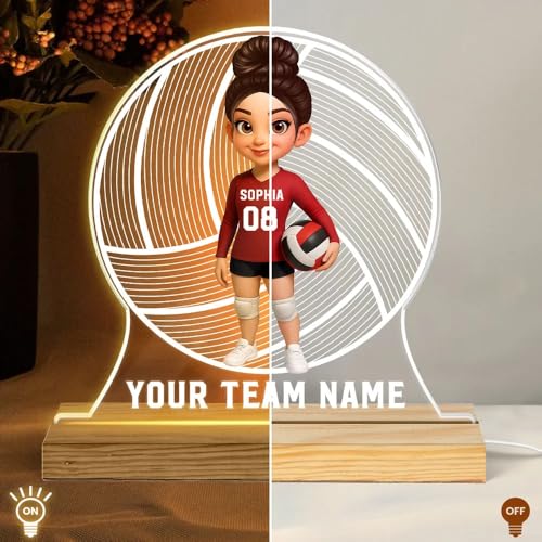 Lámpara de Mesa de Noche LED Personalizada con Ilusión 3D de Vóley miniatura 3