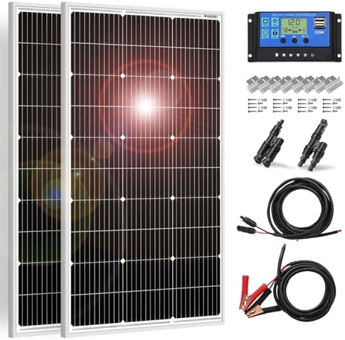 DOKIO 2PC Panneau Solaire 100W 18V Photovoltaïque Monocristallin ...