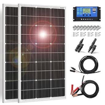 Dokio 2 PC Solar Panel 100 W 12 V Monocrystalline Photovoltaic System for Camper Home Cabin