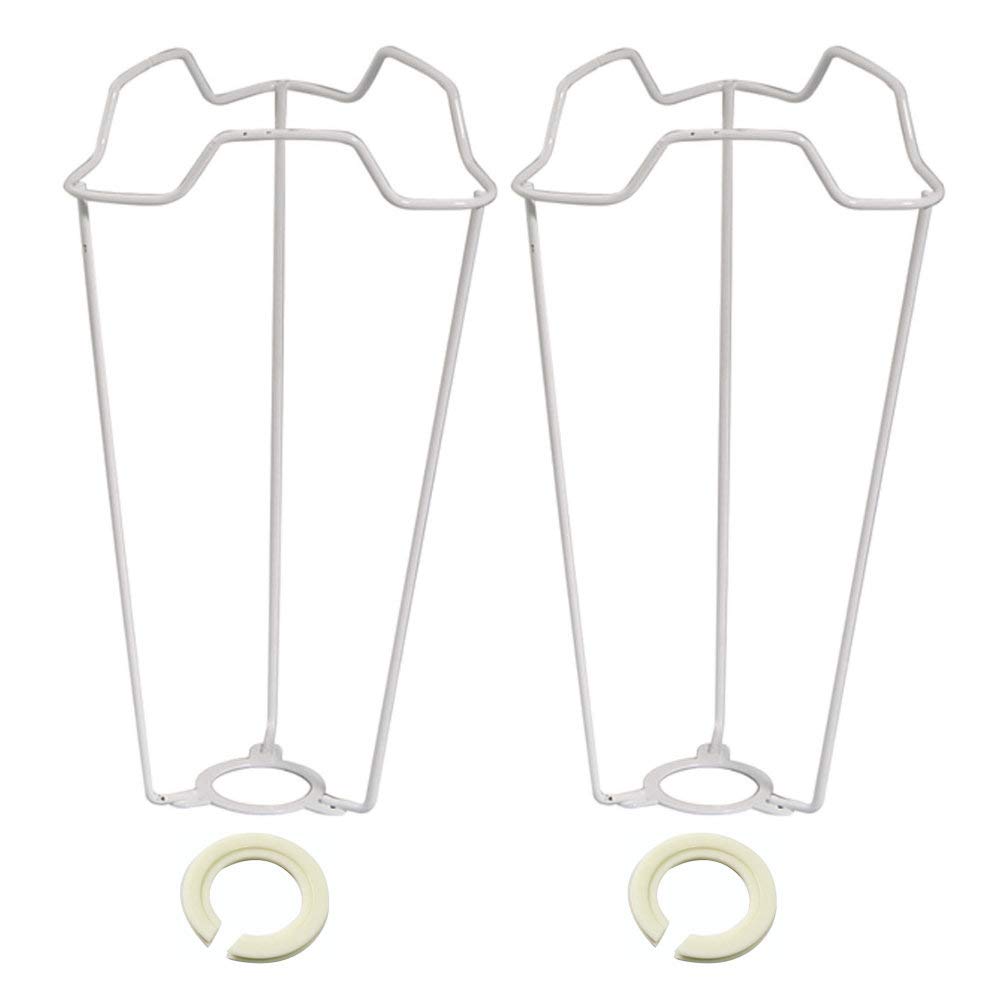 Britalia White 2 Pack - 9" Metal Vintage Shade Carrier To Support Table & Floor Lampshade With Duplex Fitting | Reducing Ring Included | Fits All Types Of Lampholders | Es Ses Bc Sbc