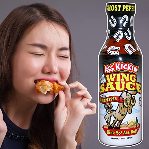 Ass Kickin’ Ghost Pepper Wing Sauce - 13 Oz – Perfect Gourmet Gift For The Spicy Chicken Wing Hot Sauce Fan - Try If You Dare! #TOP1