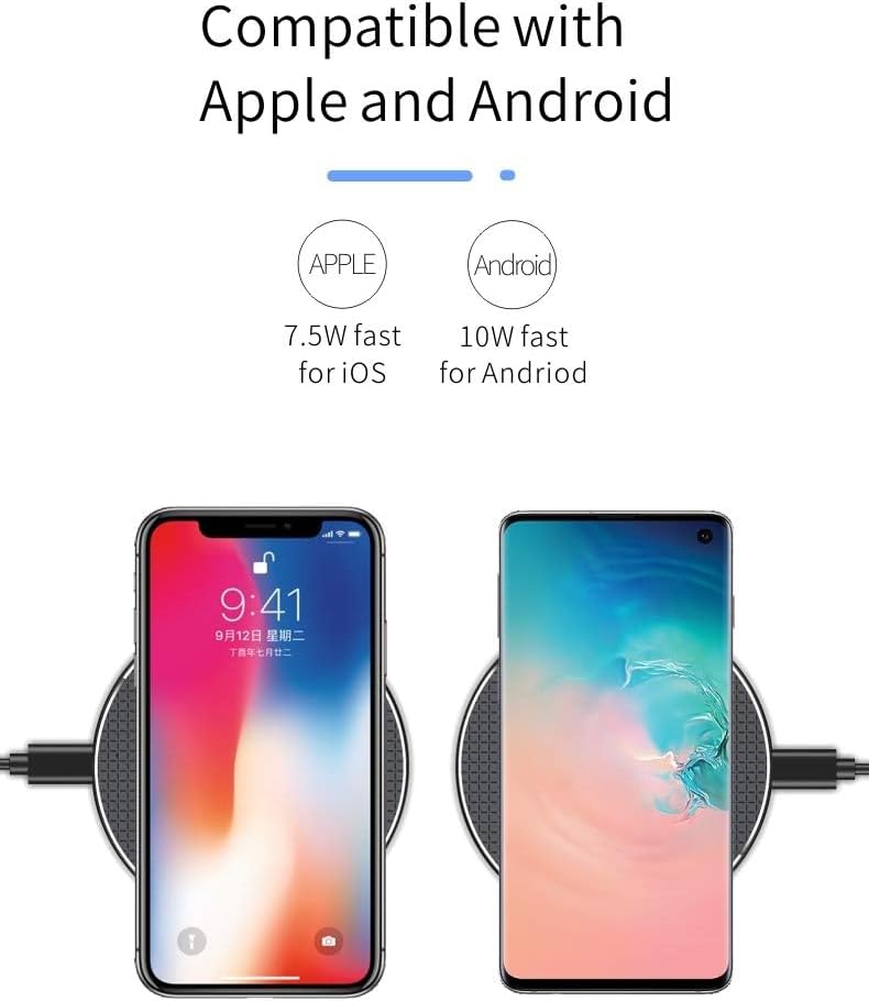 N/A Qi Wireless Charger+External Receiver for Samsung Galaxy A12 A22 A32 A42 A52 A72 4G 5G Black