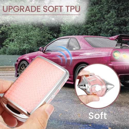 Image of Car Key Fob Cover for Mazda, Rhinestone Wristlet Case, Pink