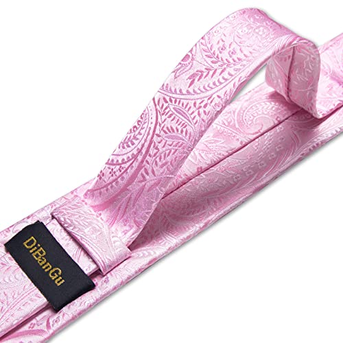 Image of DiBanGu Mens Paisley Tie Sets Silk Jacquard Woven Floral Necktie and Pocket Square Cufflinks Wedding Business Party