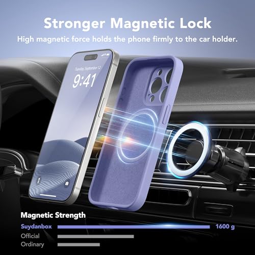 Image of Magnetic for iPhone 14 Pro Case, Compatible with MagSafe, [Full Camera Protection][Screen Protector] Silicone Shockproof Protective Phone Case for iPhone 14 Pro 6.1 inch, Lavender Gray