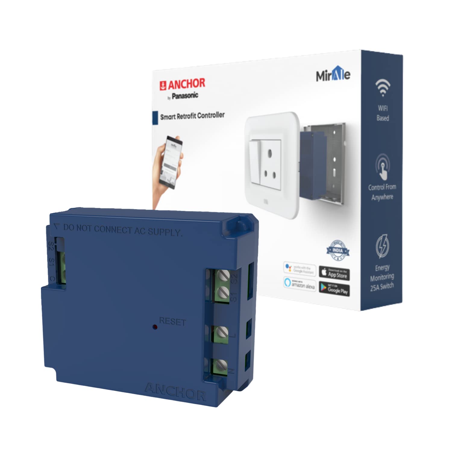 Anchor by Panasonic 3A Smart switch module| 1 Node Smart Switch Controller| RetroFit with Manual Control| Works with Alexa & Google Assistant| Convert a normal switchboard to Smart Switchboard,(24001) (B0BF57KKQ1) Amazon Price History, Amazon Price Tracker