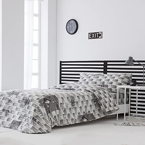 Funda Nórdica Infantil Reversible Rock 50% algodón 50% poliéster Cierre con Botones Funda de edredón para Cama de 90 (150x220 cm) + 1 Funda de Almohada (45 X 110 cm) Multicolor