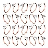 Whaline 36 Packs Rose Gold Diamond Engagement Rings Bridal Shower Rings for Wedding Table Decorations, Party Supply, Favor Accents, Cupcake Toppers