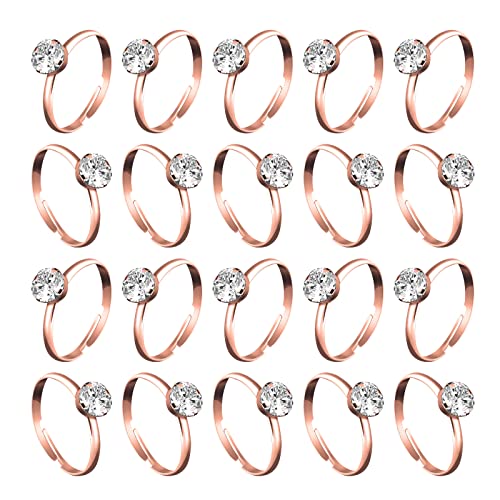 Image of Whaline 36 Packs Diamond Engagement Rings Bridal Shower Rings for Wedding Table Decorations, Party Supply, Favor Accents, Cupcake Toppers