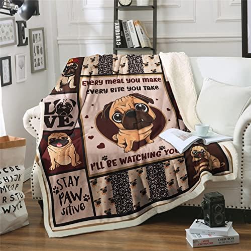 HAVOP Cute Dog Blanket Brown Puppy French Bulldog Sherpa Blanket Animal Sherpa Fleece Blanket Throw Soft Cozy Blanket for Bed Sofa Couch Gifts for Kids Boys Girls Pets 60x80 Inch