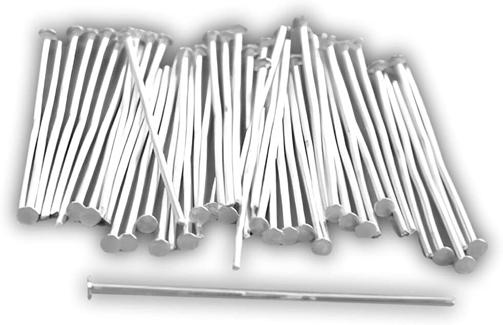 50 Head Pins Sterling Silver Jewelry Bead 22 Gauge 1"