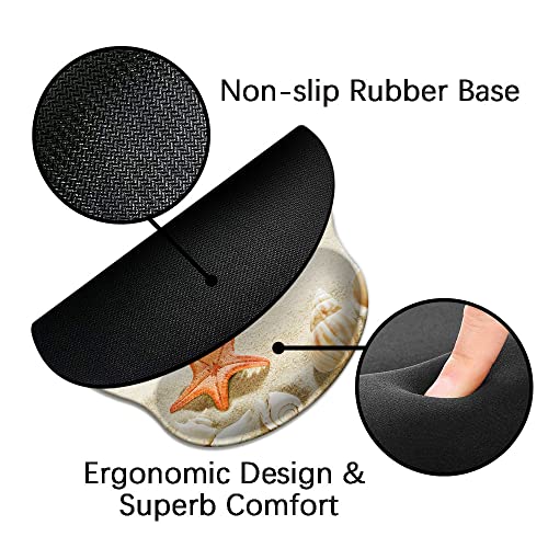 Ergonomic Mouse Pad With Gel Wrist Rest Support,Beach,Non-Slip Rubber Base Wrist Rest Pad For Home Office Laptop Easy Typing & Pain Relief #TOP2