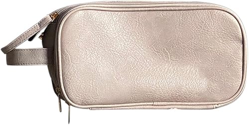 Bolsa de almacenamiento de cosméticos de viaje de gran capacidad con cepillo de cuero para mujer de doble cara bien organizada maquillaje trabajo y