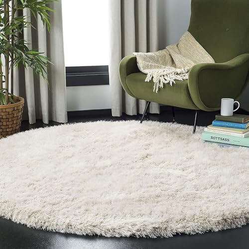 Image of Plush Shag Area Rug for Living Room, 244 cm x 305 cm, Brown (Ivory, 4X4 FEET)