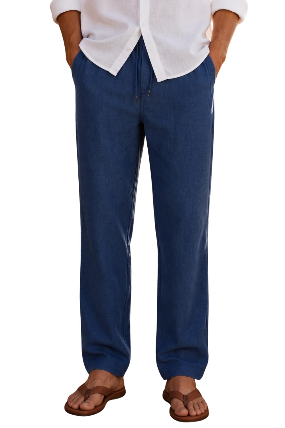 Aurelia Men's Regular Straight Fit 100% Cotton Solid Elasticated Dobby Casual Trousers in neutral