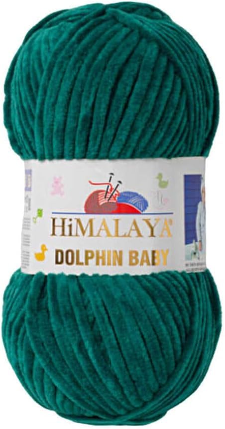 Himalaya Dolphin Baby Yarn Each Skein 100gr 120m Super Bulky Yarn for Knitting&Crocheting Ideal for Cardigans Shawls Blankets Hats and Home Textiles (1, 80331 Dark Mint) — image 1