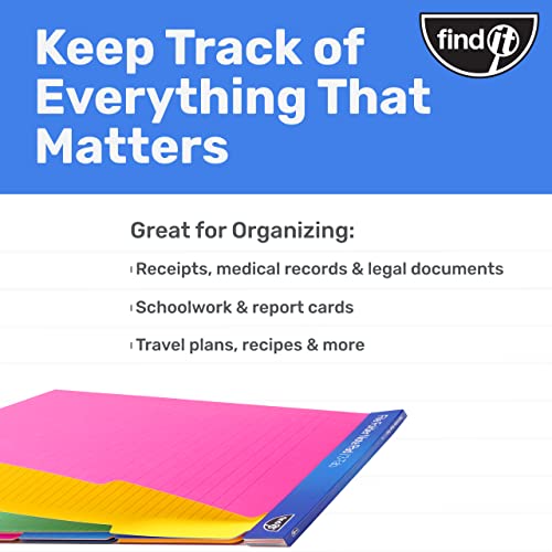 Find It File Folder Notepad - Pack of 12-9.5 x 12.5 Inch Notebook Organizer Folders for Filing, Document, and Clipboard Organization - Assorted Neon Colors - Image 6