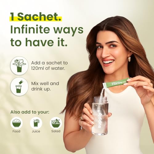 Image of Supply6 Fibre+ Digestive Support & Debloat Health Powder | Prebiotic & Soluble Fiber Supplement, Gut Health & Bloating Relief | No Added Sugar, Non-GMO Sachets (Unflavoured, 15 Servings)