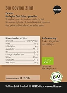 Wohltuer Bio Ceylon cynamon mielony  proszek cynamonowy I pyszny i zdrowy I 100% czysty produkt naturalny (600 g)