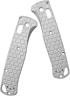 Aibote 1 Pair Aluminium Alloy Handle Scales Replacement Grips Designed for Benchmade Bugout 535 DIY Tool Handles Patch (Silver)