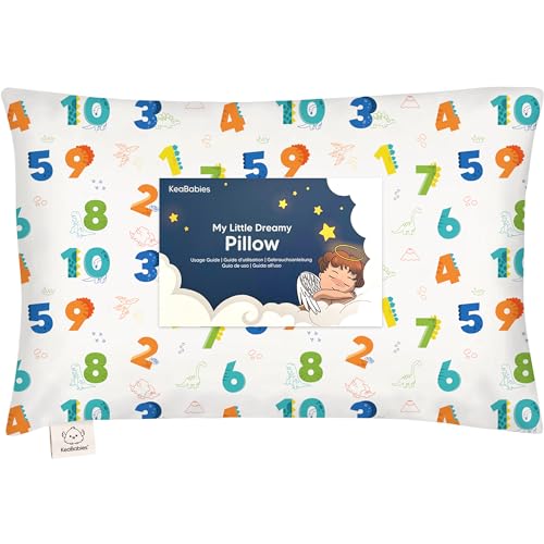 Image of Toddler Pillow with Pillowcase, 13x18 My Little Dreamy Pillow (Dino123) | Kids Travel Bed Pillow for Sleep, Organic Cotton Small Pillowcase, Soft, Breathable, Machine Washable, Toddlers 2-5 years old