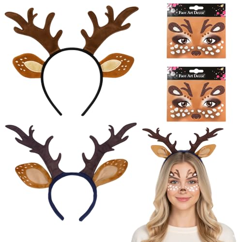 Deer Ears Headband, Deer Ears, 4 Pack Reindeer Antlers Headb