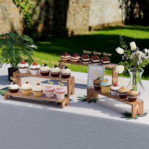 Large Wooden Tiered Riser Display Stands, 14Inch x 16 Pack Perfume Organizer Cologne Stand for Men Women,Tiered Shelf Organizer,Wooden Cupcake Stand Dessert Table Display Set,Display Stands Shelf for Vendor Events — view 2