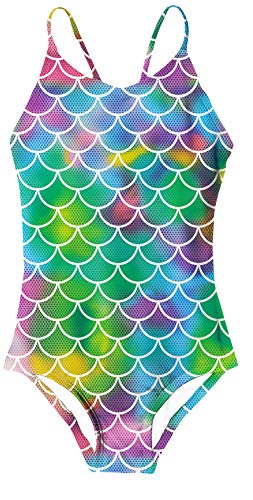 5-6 años Niños Niñas Traje de baño de una Pieza Lindo Escama de Pescado Traje de baño Impreso Halter Bikini de Verano Trajes de baño Traje de baño Hawaii para Nadar, Vacaciones en la Playa, Fiesta L