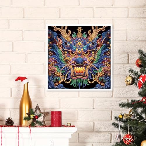 Image of Tontut Diamond Painting Kit for Adult Beginners, Chinese Dragon 5D Special Diamond DIY Crystal Rhinestone Crafts for Home Wall Decoration