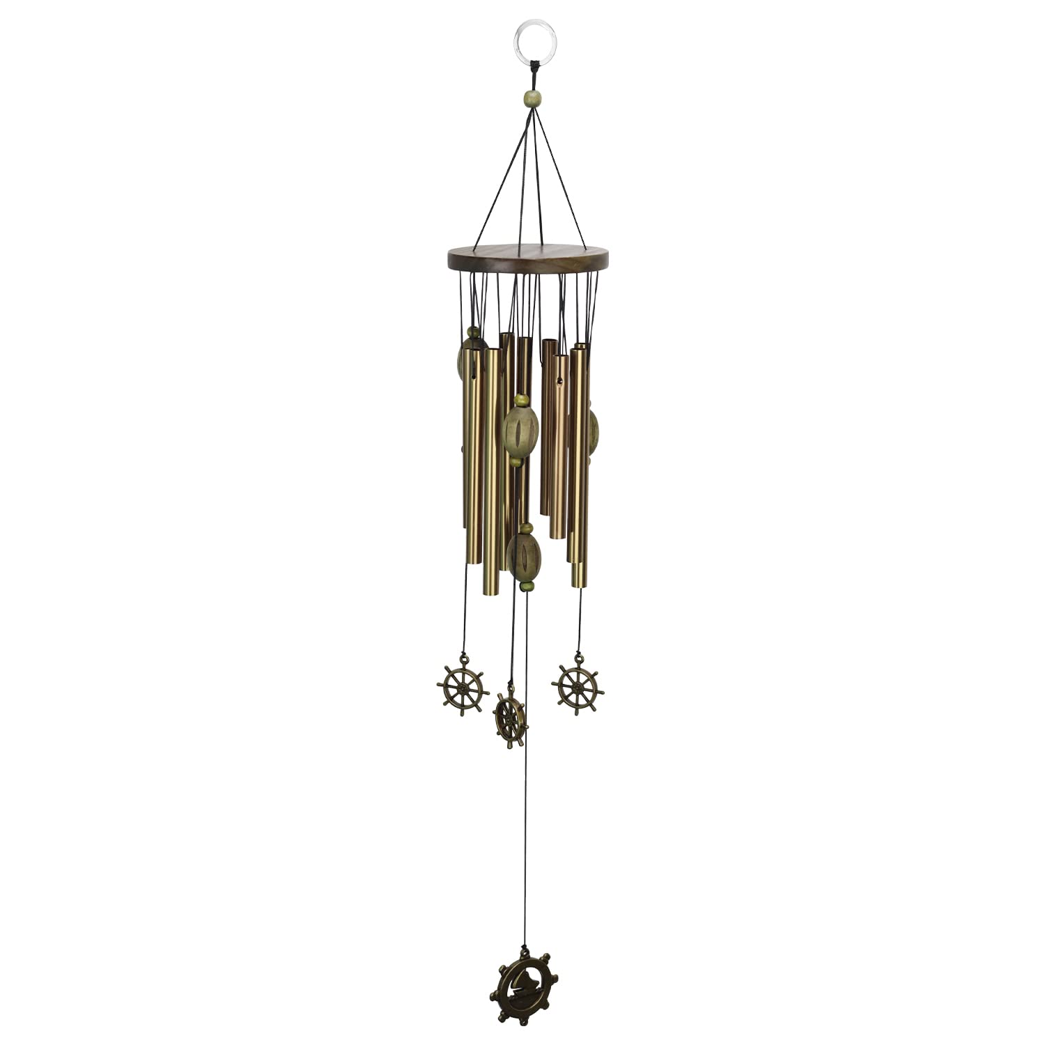 LNSYSNS Outdoor Hanging Wind Chimes Garden Wind Chimes with 9 Metal Tubes and Solid Wood for Garden Patio Lawn Yard Decorative (Antique Bronze)