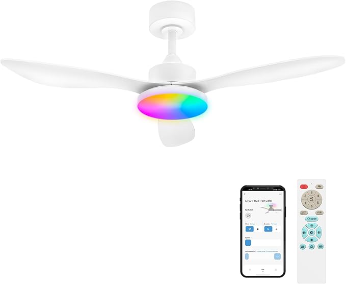 Ventilador de Techo 42" con Luz RGB, Control Remoto y App, 1 miniatura 9