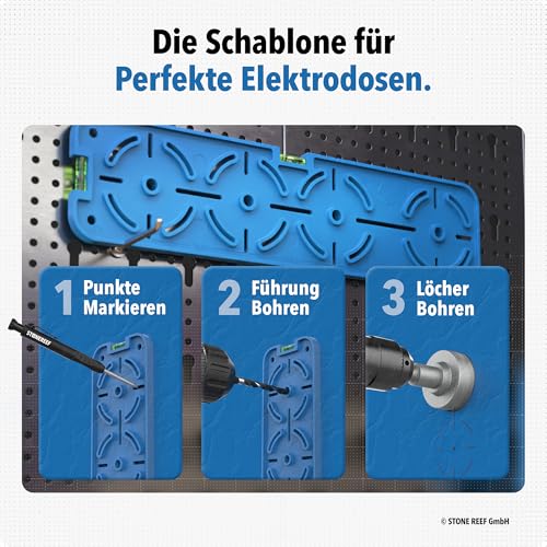 Bohrschablone Steckdose 68 mm mit Wasserwaage - Unterputzdose Bohrhilfe – Ansicht 3
