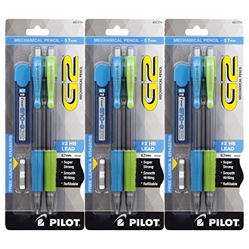 Pilot G2 Mechanical Lead Pencils Set with Free Leads and Erasers, 2 HB