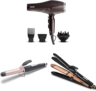 AGARO Hair Styling Kit, 4-in-1 Straightener/Wavy/Crimper/Curler, Professional Design
