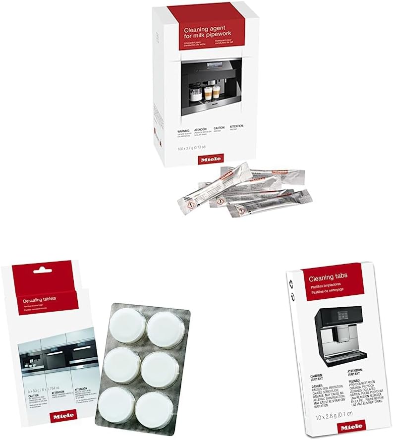 Miele Pipework Cleaner for Coffee Machines, 100 Sachets Descaling Tablets for Coffee Machines, Steam Ovens, Ovens, Ranges, 6 count Cleaning Tablets for Coffee Machines, 10 Tablets