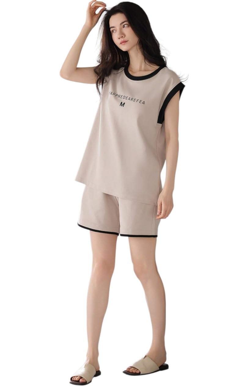 glasgo Women’s Pure Cotton Blend Sleeveless Night Suit Set | Solid Plain Pyjama Sets | Soft Summer Home Wear | Comfortable Lounge Wear for Girls (Colors:- Grey, RAMA,Pink,Black,Beige)-picture-32