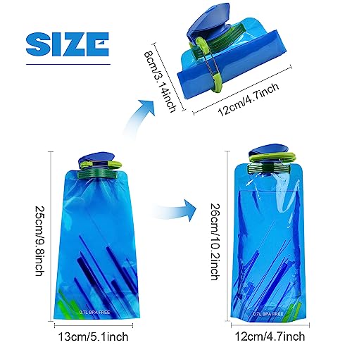flintronic Foldable Sports Bottle, 4pcs Foldable Water Bottle 700mL, Reusable BPA Free Collapsible Water Bottle - Image 2