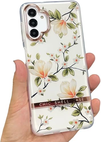 Funda diseñada para Samsung Galaxy A13 5G4G, delgada, transparente, patrón floral, parte trasera, carcasa dura, resistente a los golpes con diseño