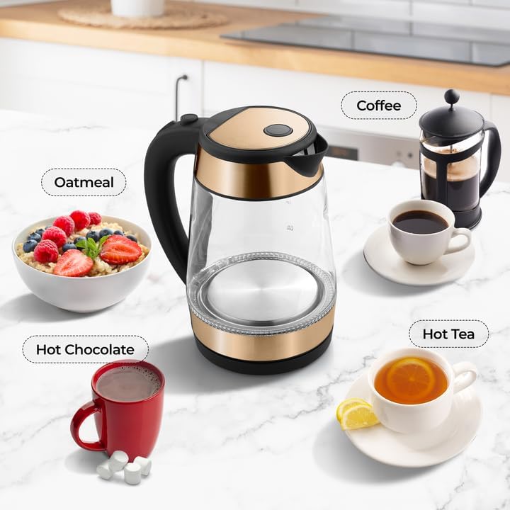 Miniatura 8 de Zulay Kitchen Hervidor de agua eléctrico de ebullición rápida, 1.7 L, 1500 W, apagado automático para protección contra sobreebullición y ebullición