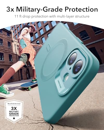 Image of ESR for iPhone16 Plus Case with MagSafe, Supports Magnetic Charging, Smooth & Slim Silicone Case, Shockproof, Full Screen and Camera Protection, Soft Microfiber Lining,Teal