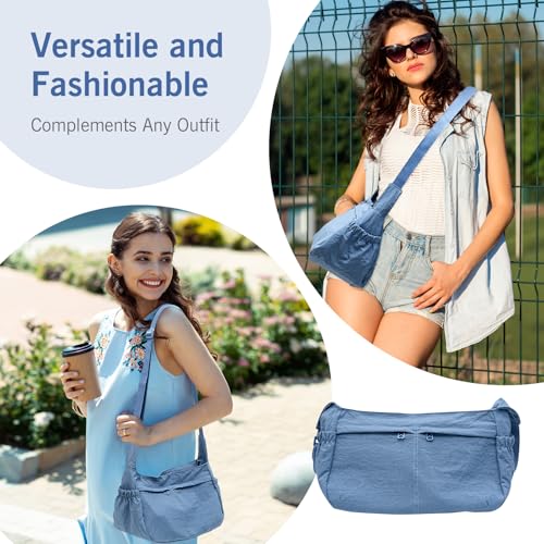 Image of Canvas Crossbody Bag for Women, Shoulder Bag with Pockets, Casual Travel Messenger Bag