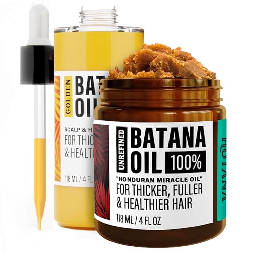Batana Oil for Hair Growth - Unrefined + Golden Batana Bundle - Organic Batana from Honduras for Hair Care & Scalp Rejuvination - 4oz + 4oz